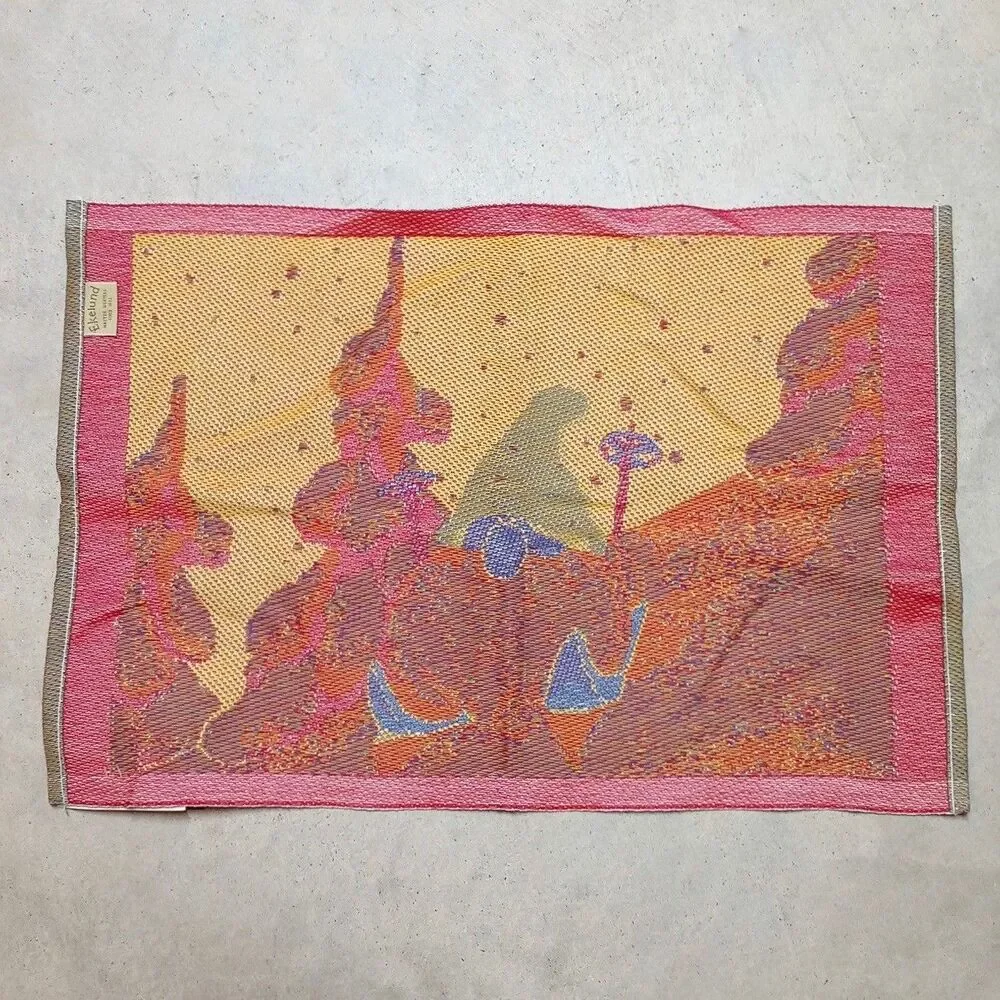 NWT Ekelund Master Weavers Tea Kitchen Towel Wall Hang Gnome Skiing Winter Show
